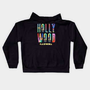 Hollywood, California - Cool Funky Cali Colorful - Kids Hoodie